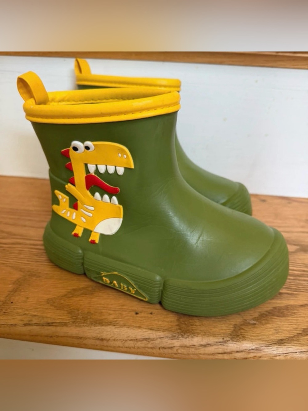 Rain Boots Dinosaur Kids Green 3D Cartoon – US Little Kid Size 1 13.5